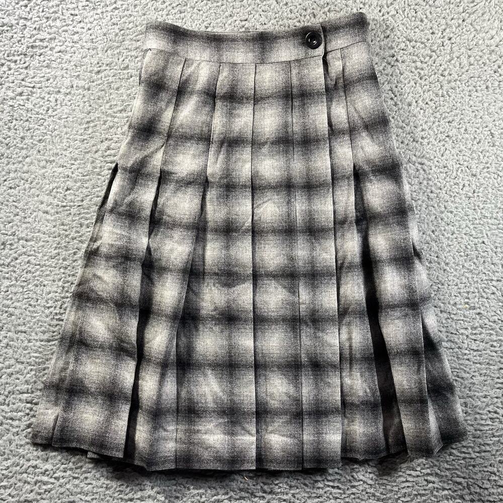 COS Women Gray Plaid Pleated Wool Blend Mini Skirt Size US 4 Quiet Luxury